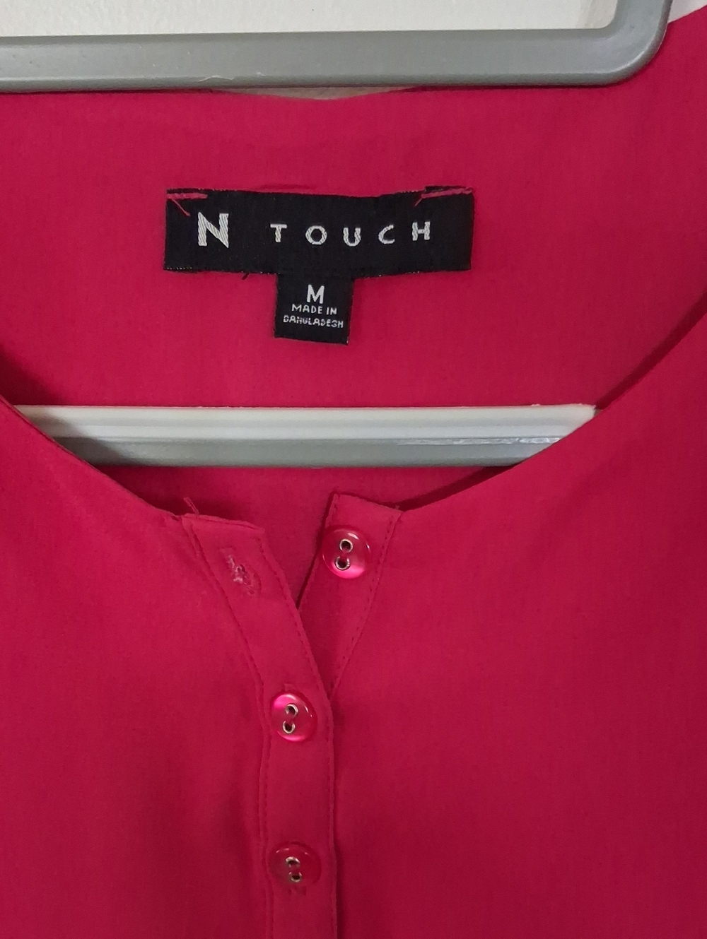 N Touch Women's Hot Pink Button-Front Tunic Top